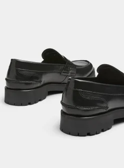 Glossy leather penny loafers