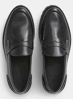 Glossy leather penny loafers