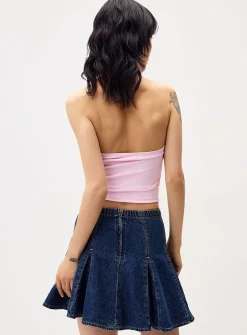 Godet denim miniskirt