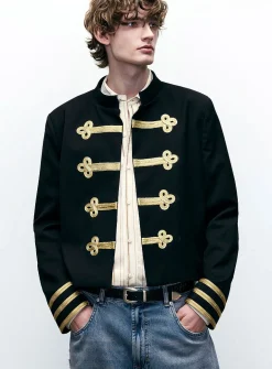 Gold frogging-detail officer jacket