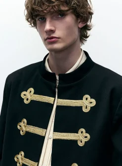 Gold frogging-detail officer jacket