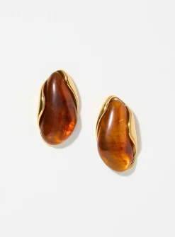 Gold gemstone large earrings