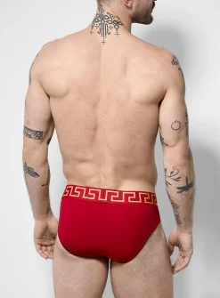 Gold signature logo red brief