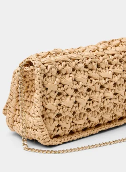 Gold starfish braided straw evening bag