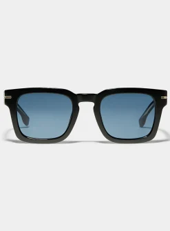 Gold-accent square sunglasses