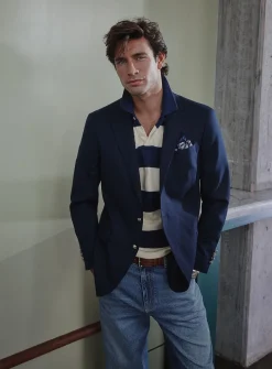 Gold-button navy jacket