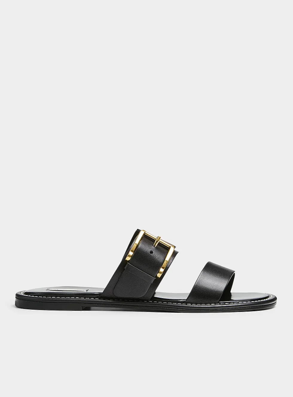 Golden buckle double-strap sandals