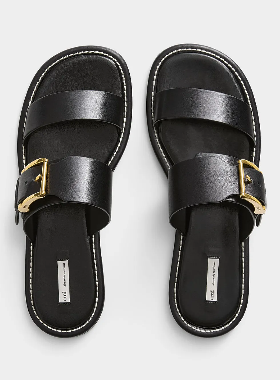 Golden buckle double-strap sandals