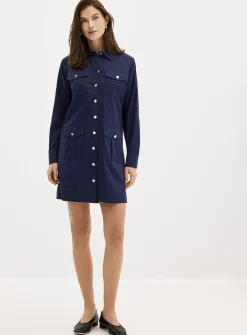 Golden buttons stretch shirtdress