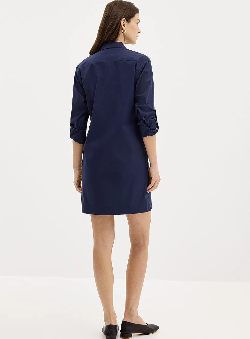 Golden buttons stretch shirtdress