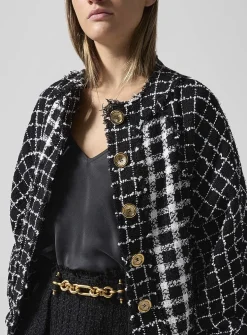 Golden buttons tweed bomber jacket