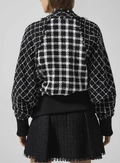 Golden buttons tweed bomber jacket