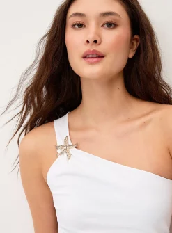 Golden jewel off-the-shoulder cami
