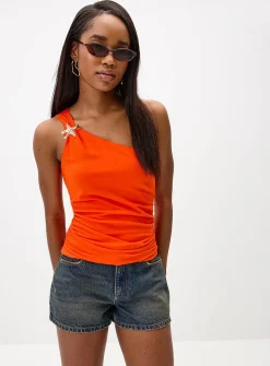 Golden jewel off-the-shoulder cami