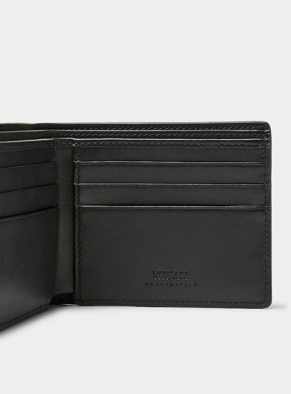 Golden logo leather wallet