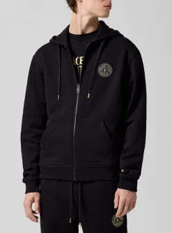 Golden patch zipped hoodie