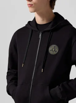Golden patch zipped hoodie