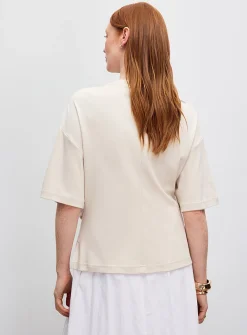 Golden pin gathered waist casual T-shirt
