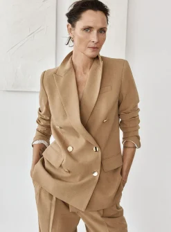 Golden-button double-breasted blazer