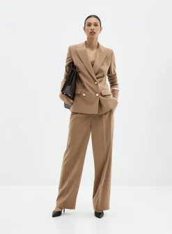 Golden-button double-breasted blazer