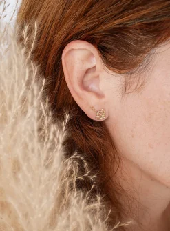 Gold-plated flower earrings