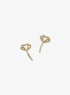 Gold-plated flower earrings