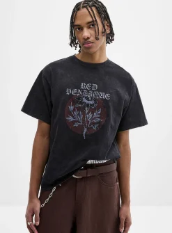 Gothic flower washed T-shirt