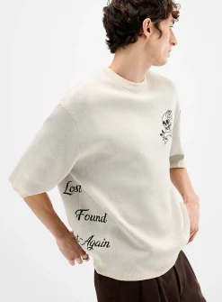 Gothic jacquard short-sleeve sweater
