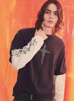 Gothic print fooler T-shirt