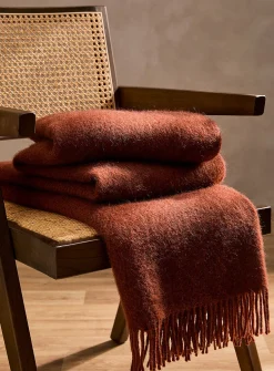 Gotland wool fringed fuzzy throw