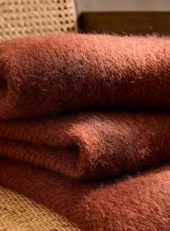 Gotland wool fringed fuzzy throw
