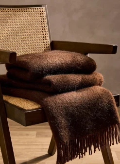 Gotland wool fringed fuzzy throw