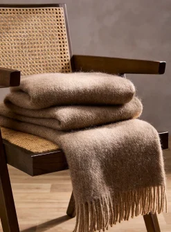 Gotland wool fringed fuzzy throw