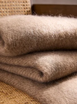 Gotland wool fringed fuzzy throw