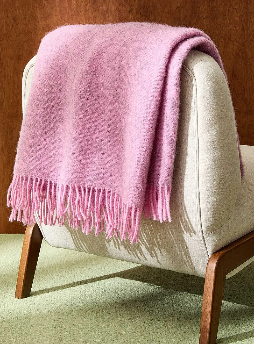 Gotland wool fringed fuzzy throw