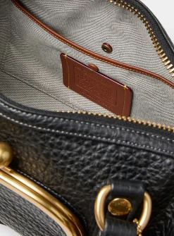 Grained leather cylindrical shoulder bag