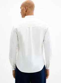 Graphic pleat officer-collar shirt