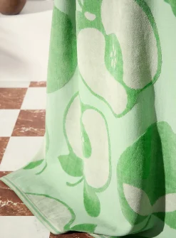 Green apples organic cotton beach towel