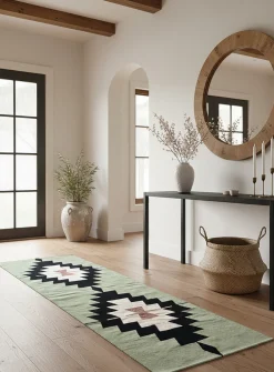 Green Arizona woven hallway rug