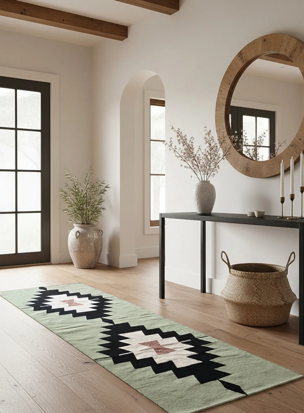 Green Arizona woven hallway rug