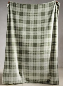 Green checkers soft plush throw