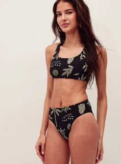 Green plant laced-strap bralette