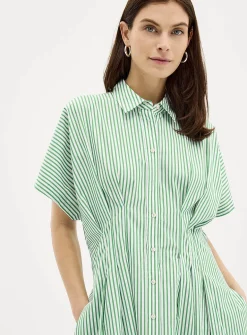 Green stripes shirtdress