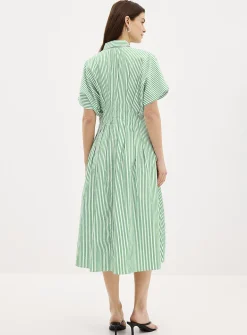 Green stripes shirtdress