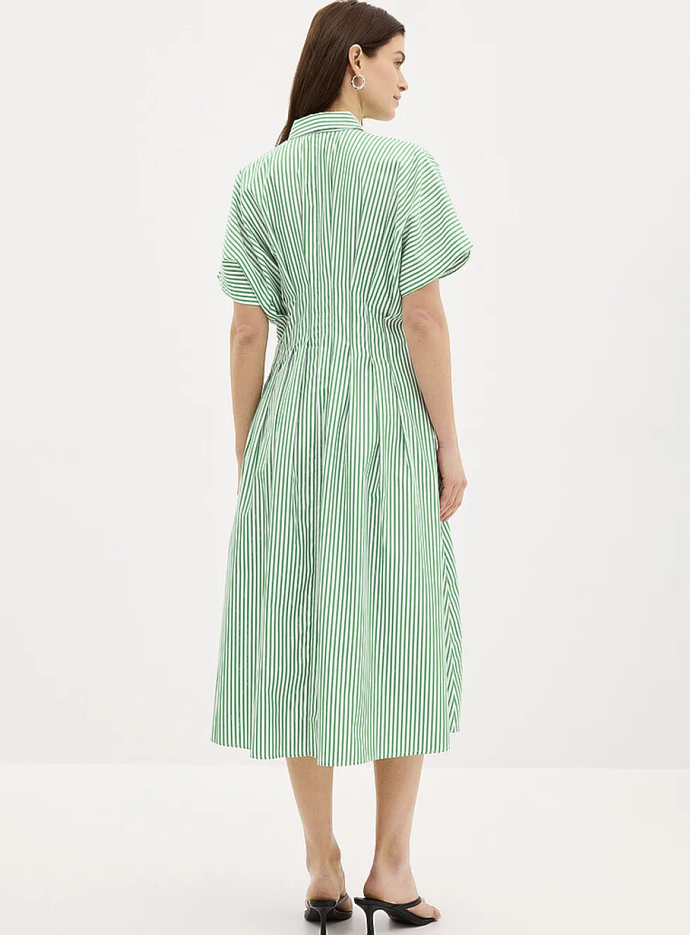 Green stripes shirtdress