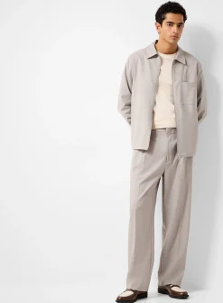 Greige double-pleated pant