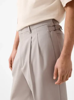 Greige double-pleated pant
