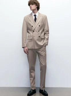 Greige pinstripe pant