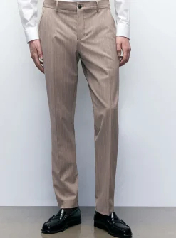 Greige pinstripe pant