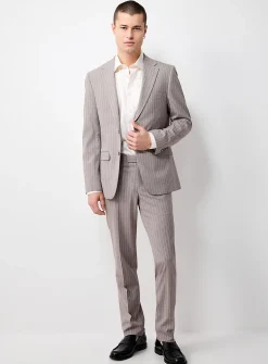 Greige pinstripe suit